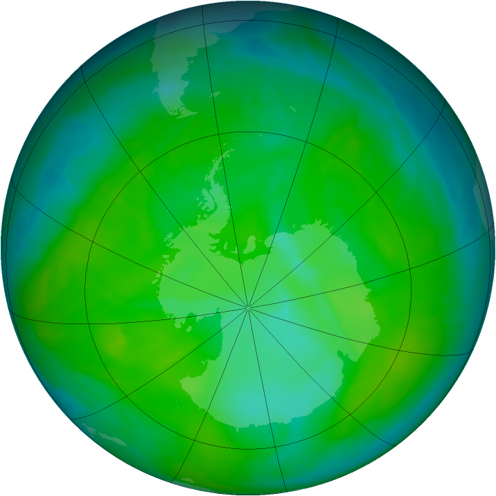 Antarctic ozone map for 16 December 2014